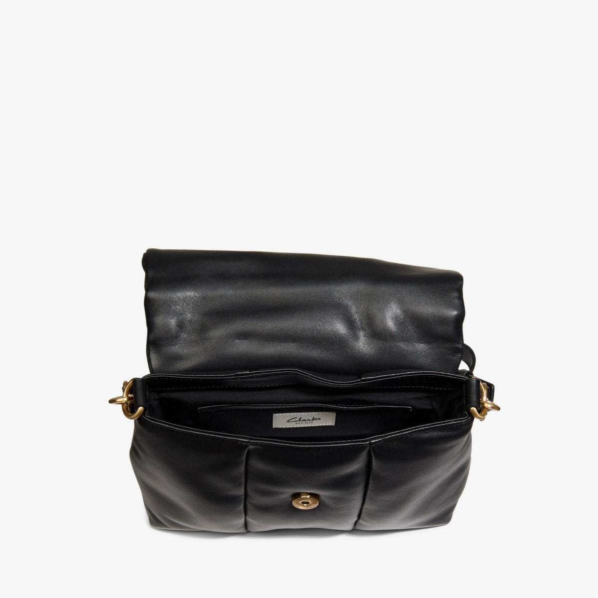 Clarks Puffy Crossbody Black Leather