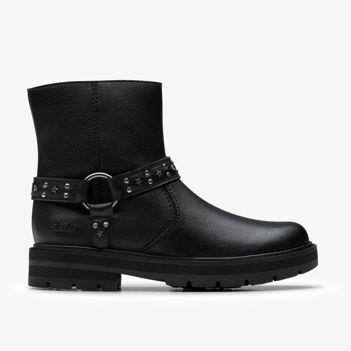 Clarks Prague Shine Kid Black Leather