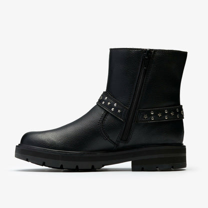 Clarks Prague Shine Kid Black Leather