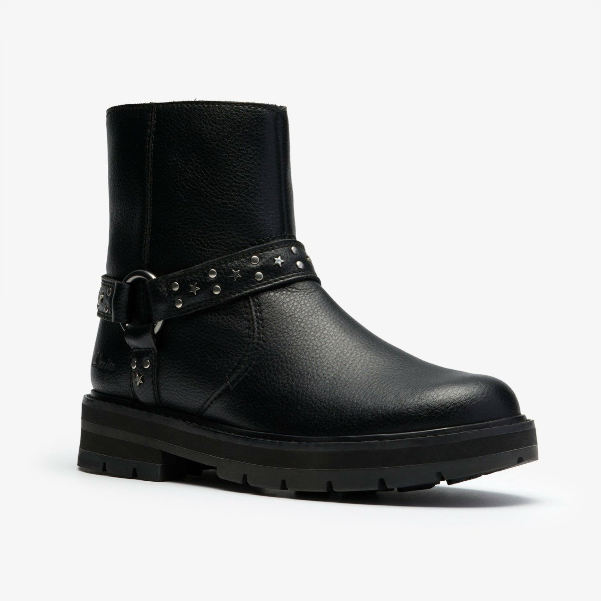 Clarks Prague Shine Kid Black Leather