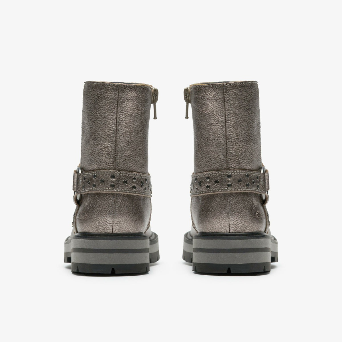 Clarks Prague Shine Kid Pewter Metallic