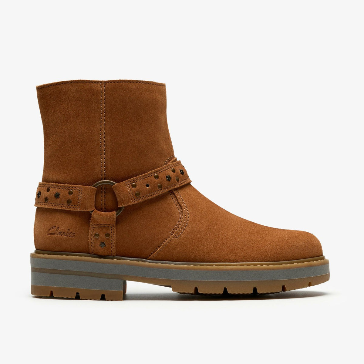 Clarks Prague Shine Kid Tan Suede