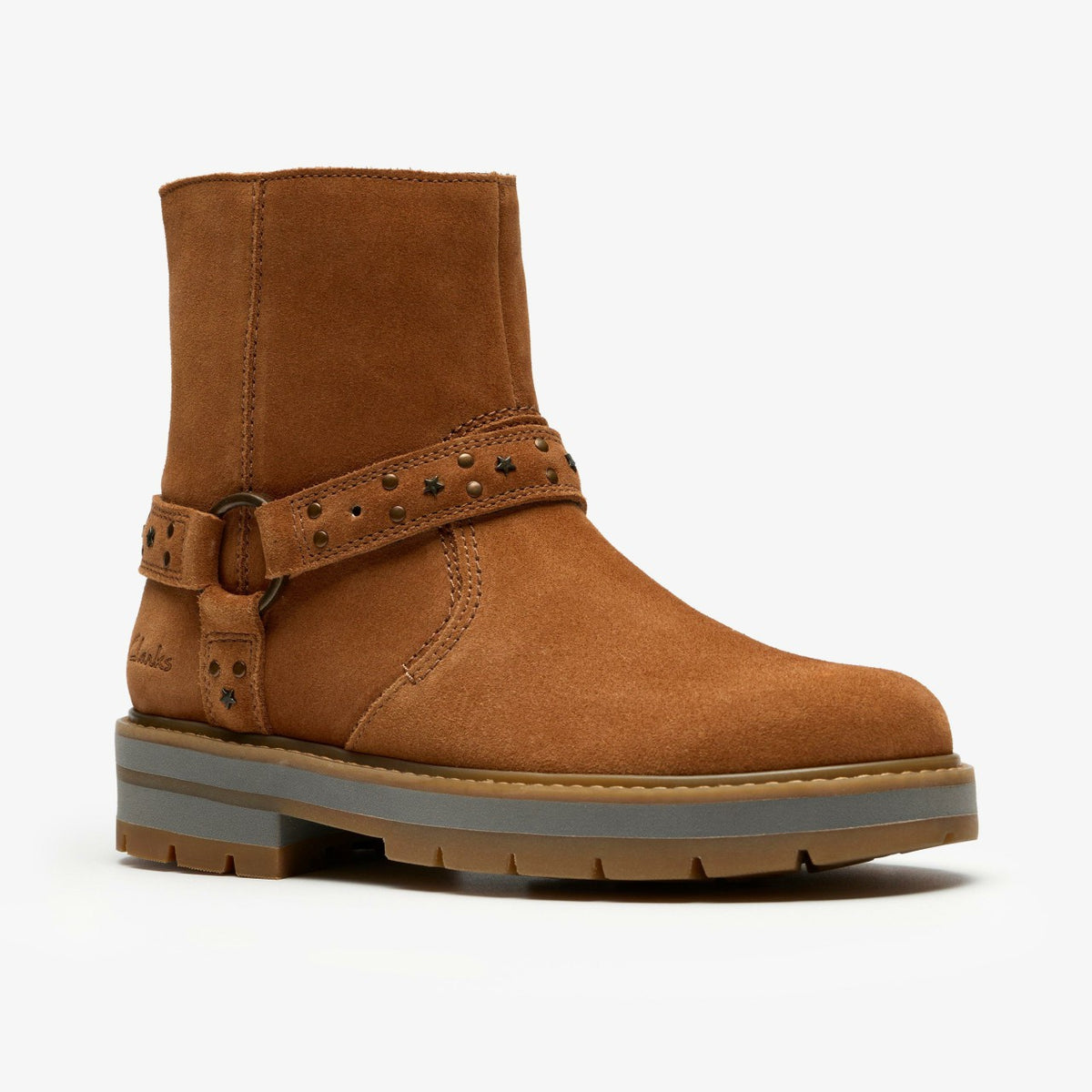 Clarks Prague Shine Kid Tan Suede