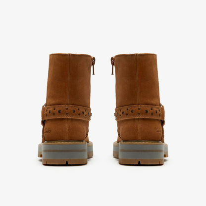Clarks Prague Shine Kid Tan Suede