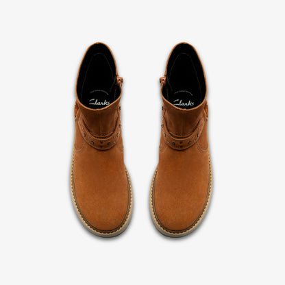 Clarks Prague Shine Kid Tan Suede
