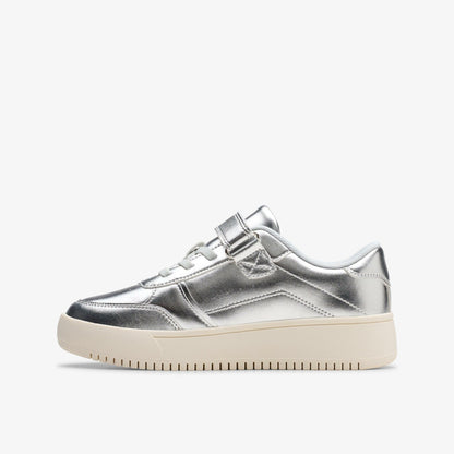 Clarks Barley Step Kid Silver Metallic
