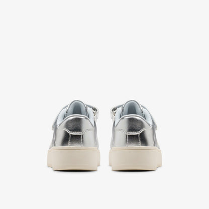 Clarks Barley Step Kid Silver Metallic