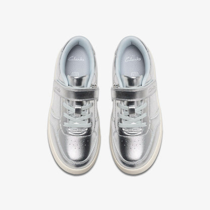 Clarks Barley Step Kid Silver Metallic