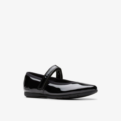 Clarks Dance Wish Kid Black Patent