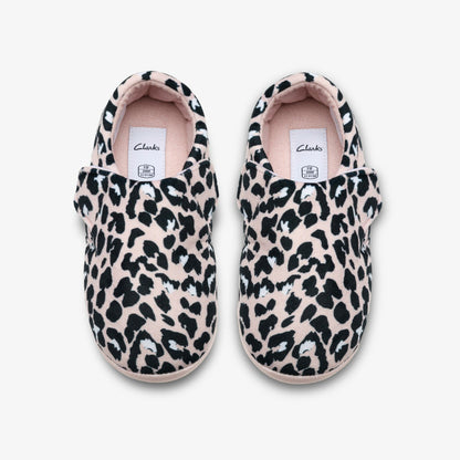 Clarks Fluffy Snug Kid Blush Pink Print