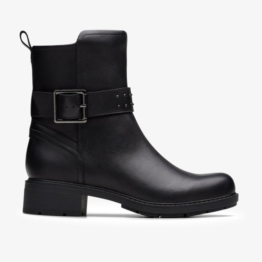 Clarks Hearth Buckle Black Leather
