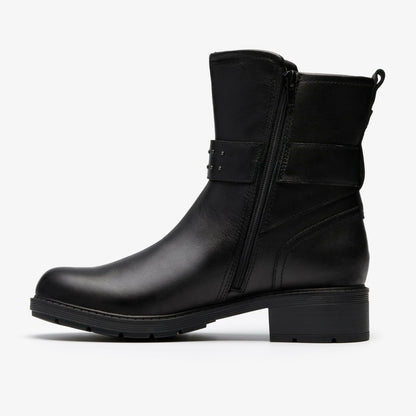Clarks Hearth Buckle Black Leather