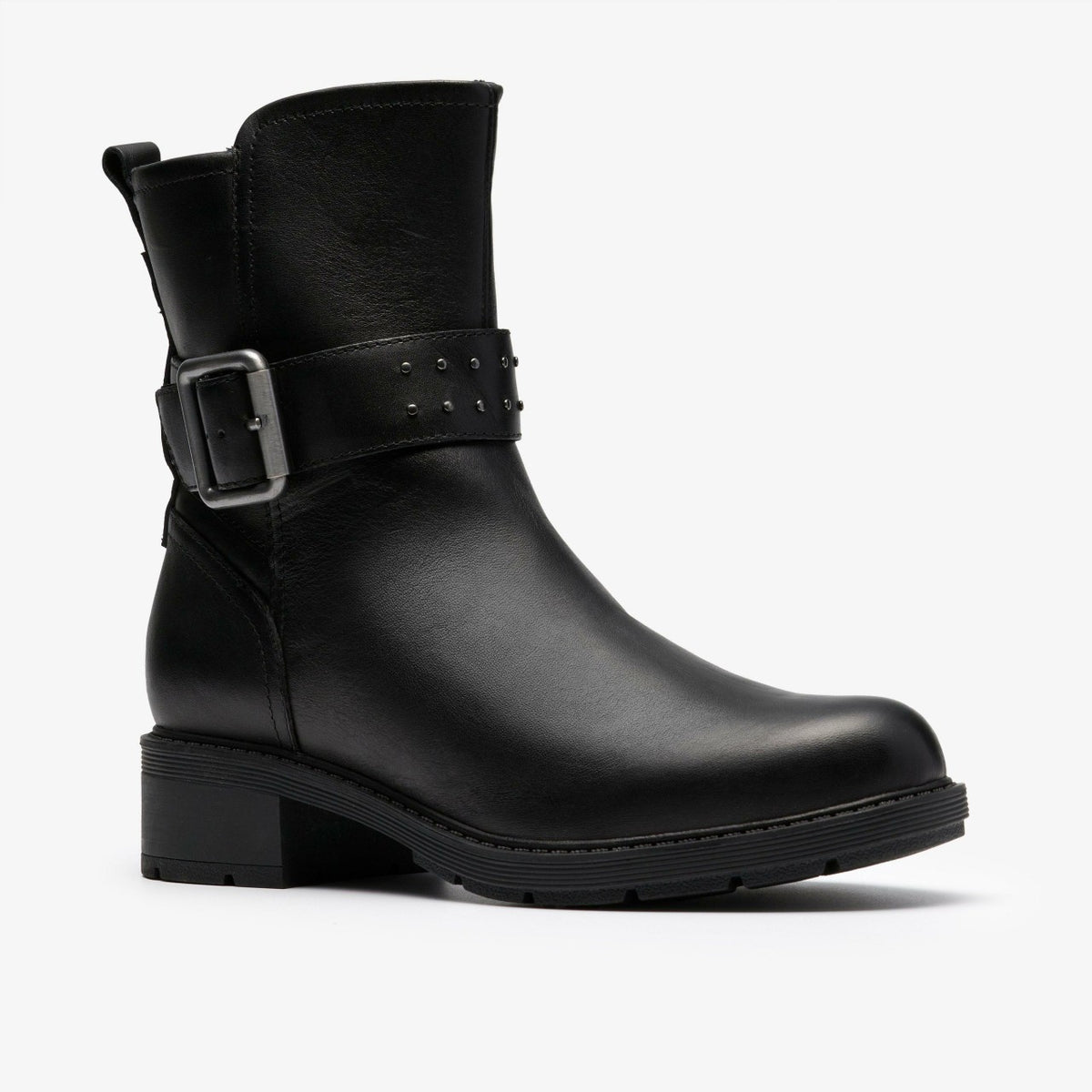 Clarks Hearth Buckle Black Leather