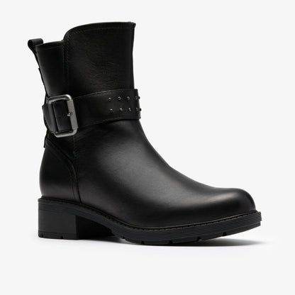 Clarks Hearth Buckle Black Leather