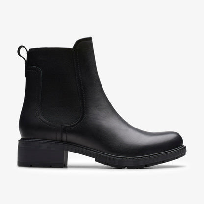 Clarks Hearth Top Black Leather