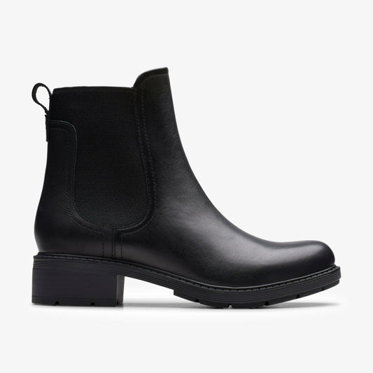 Clarks Hearth Top Black Leather