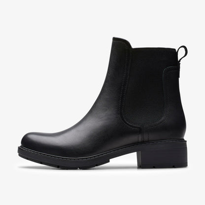 Clarks Hearth Top Black Leather