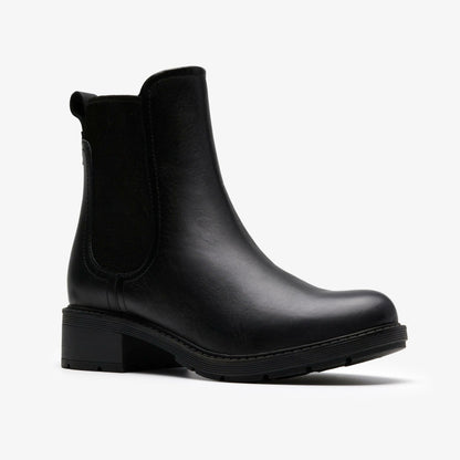 Clarks Hearth Top Black Leather