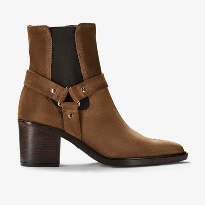 Clarks Jesse Buckle Dark Tan Suede