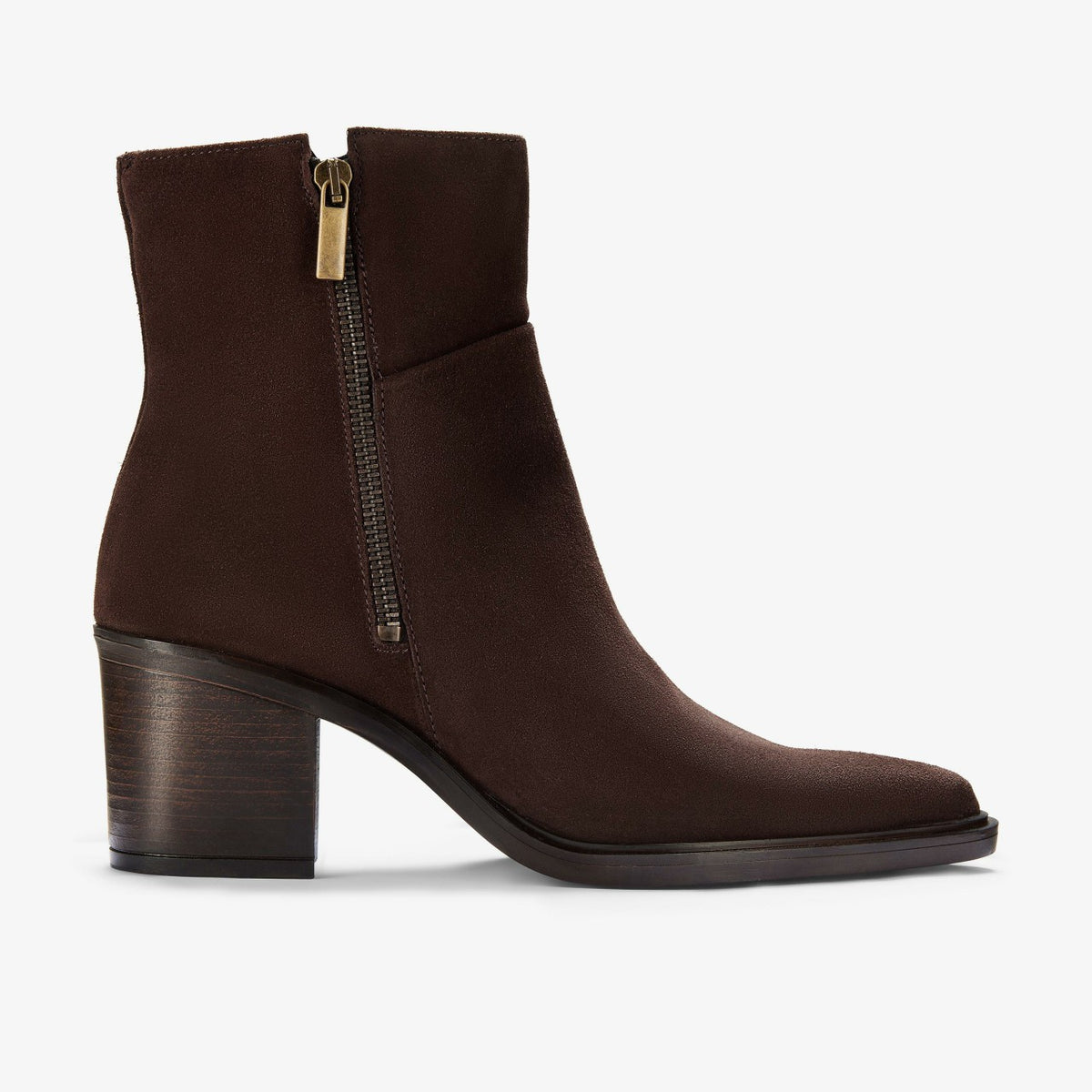 Clarks Jesse Zip Dark Brown Suede