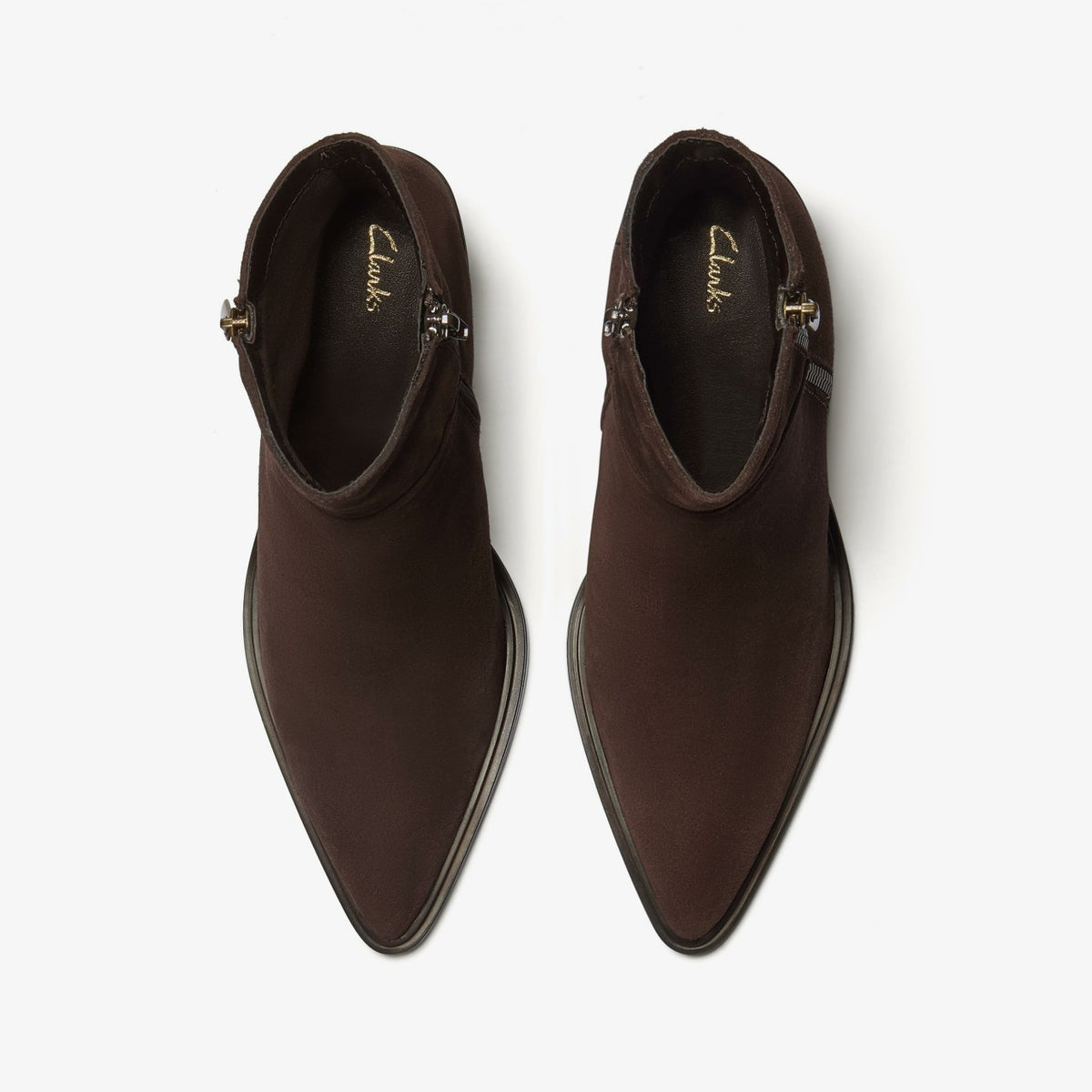 Clarks Jesse Zip Dark Brown Suede