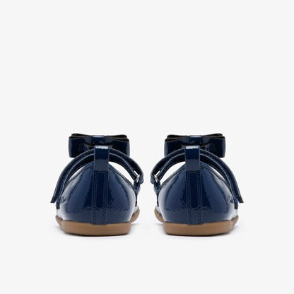 Clarks Charm Bow Kid Navy Patent