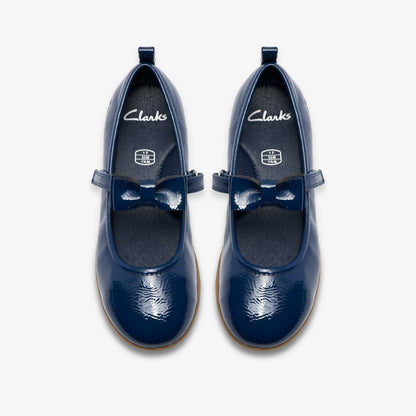 Clarks Charm Bow Kid Navy Patent