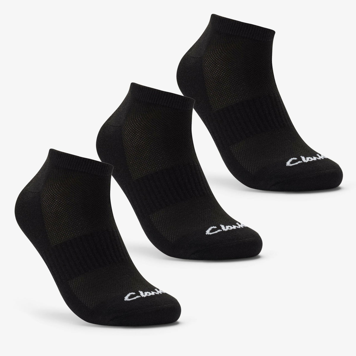 Clarks Ankle Socks 3 Pack Size 6-11 Black Black