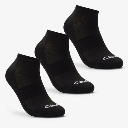 Clarks Ankle Socks 3 Pack Size 6-11 Black Black