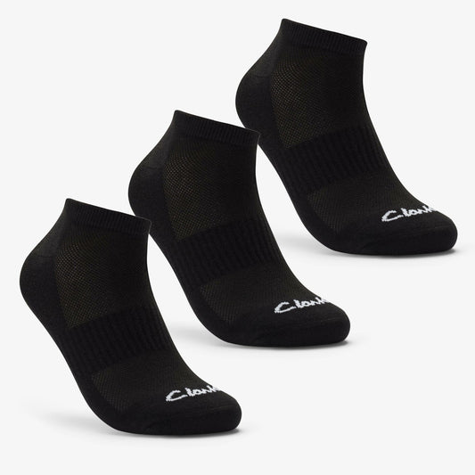 Clarks Ankle Socks 3 Pack Size 6-11 Black Black