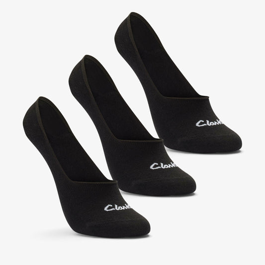 Clarks Sock Liners 3 Pack Size 2-8 Black Black