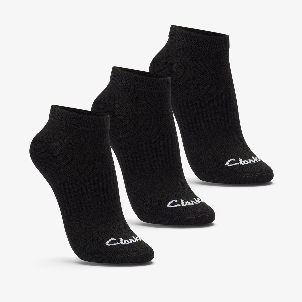 Clarks Ankle Socks 3 Pack Size 2-8 Black Black