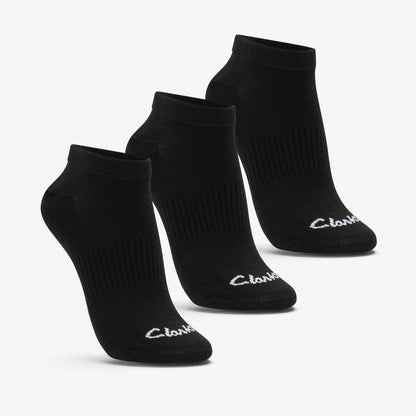 Clarks Ankle Socks 3 Pack Size 2-8 Black Black