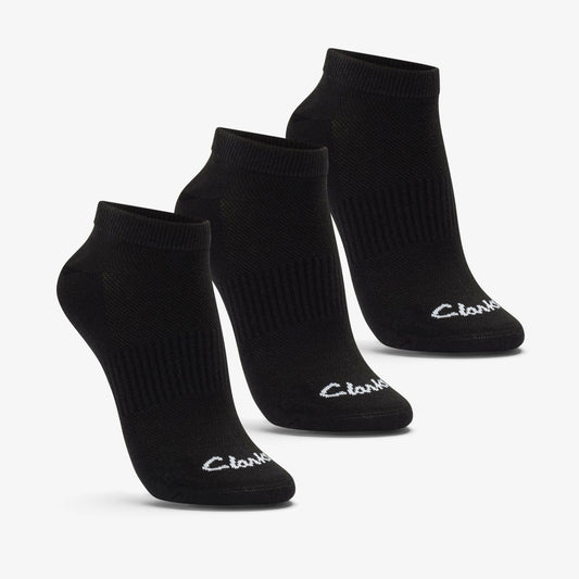 Clarks Ankle Socks 3 Pack Size 2-8 Black Black