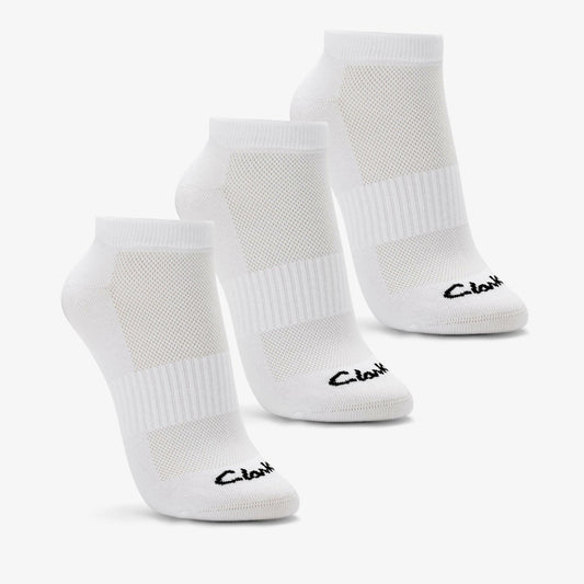 Clarks Sports Ankle Socks 3 Pack Size 2-8 White